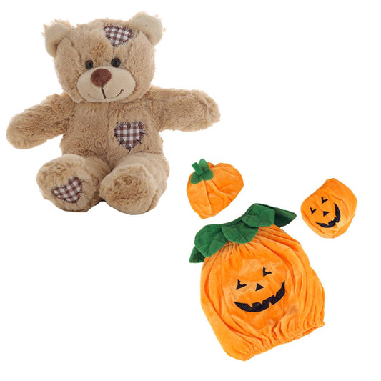 Brown Bear 8 Inch in Pumpkin Jack-O-Lantern Costume