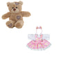 8 Inch Brown Bear Plush with Plaid Pinafore & Bow Headband