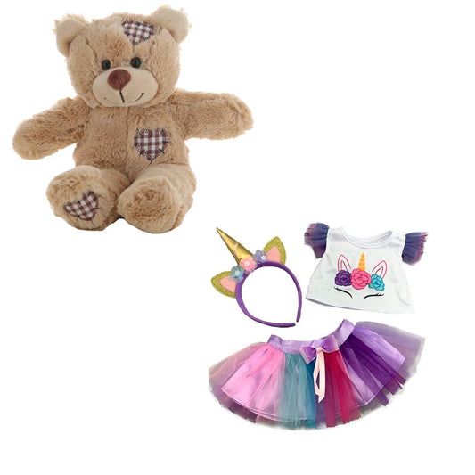 8 Inch Brown Bear Plush with Unicorn Fantasy Outfit – 16” Size ✅