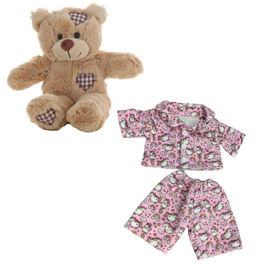 8 Inch Brown Bear Plush with Unique Unicorn PJs – 16 Inch Size