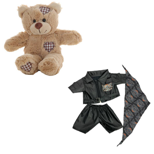8 Inch Brown Bear Plush with Biker “King of the Road” Outfit – 16 Inch