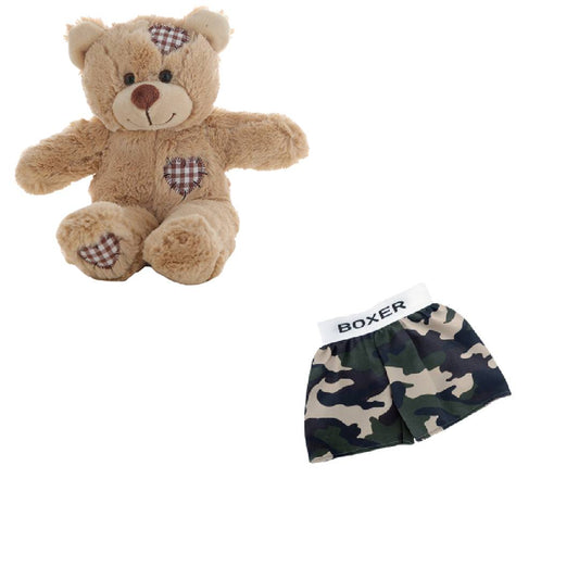 8 Inch Brown Bear Plush with Army Boxers – 16 Inch Size