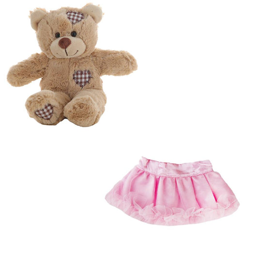 8 Inch Brown Bear Plush with Satin Tutu Pink Skirt – 16 Inch Size