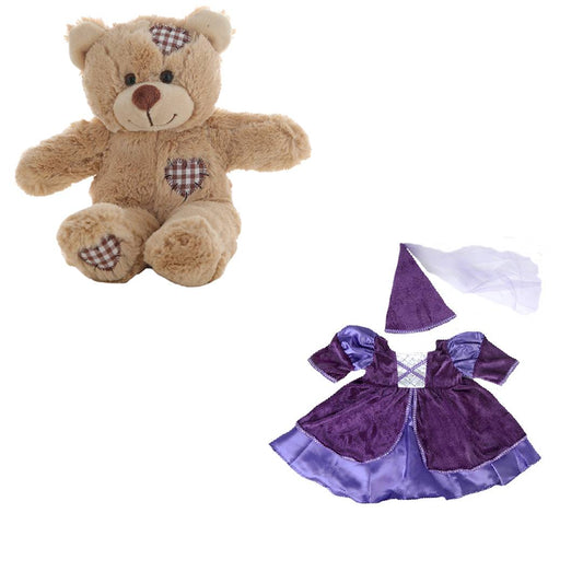 8 Inch Brown Bear Plush with Medieval Princess Costume – 16 Inch