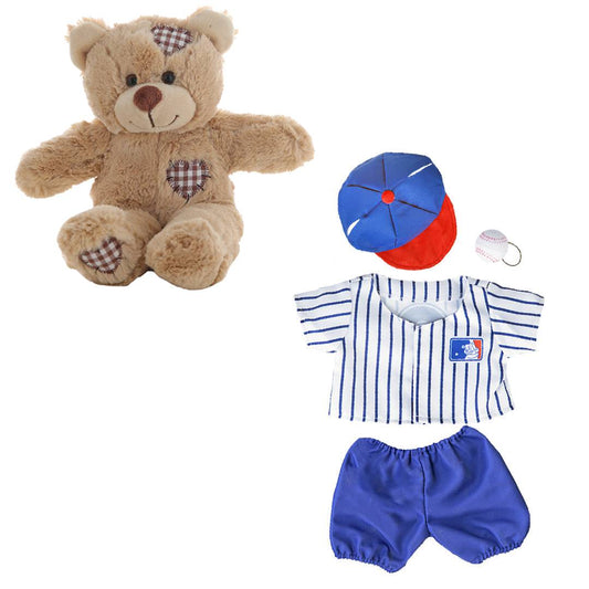 8 Inch Brown Bear Plush with All-Stars Baseball Uniform – 16 Inch