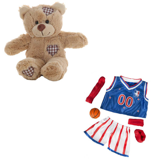 8 Inch Brown Bear Plush with All-Stars Basketball Uniform – 16 Inch