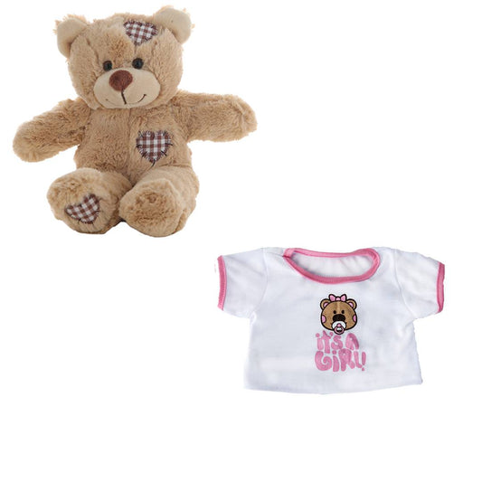 8 Inch Brown Bear Plush with “It’s A Girl” Tee Outfit – 16 Inch