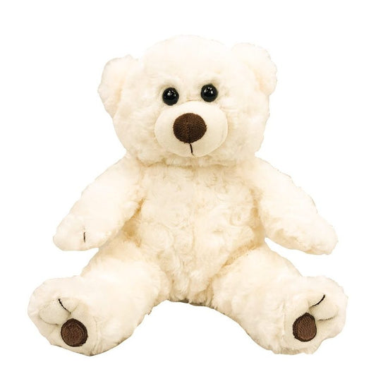 Amelia White Twist Bear 8-inch stuffed toy with twisted ribbon details.