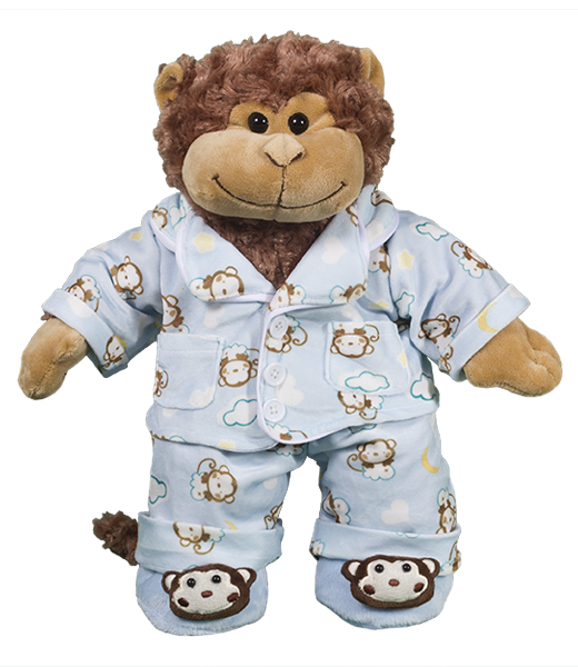 Blue Monkey Jammies w/Slippers 8 Inch