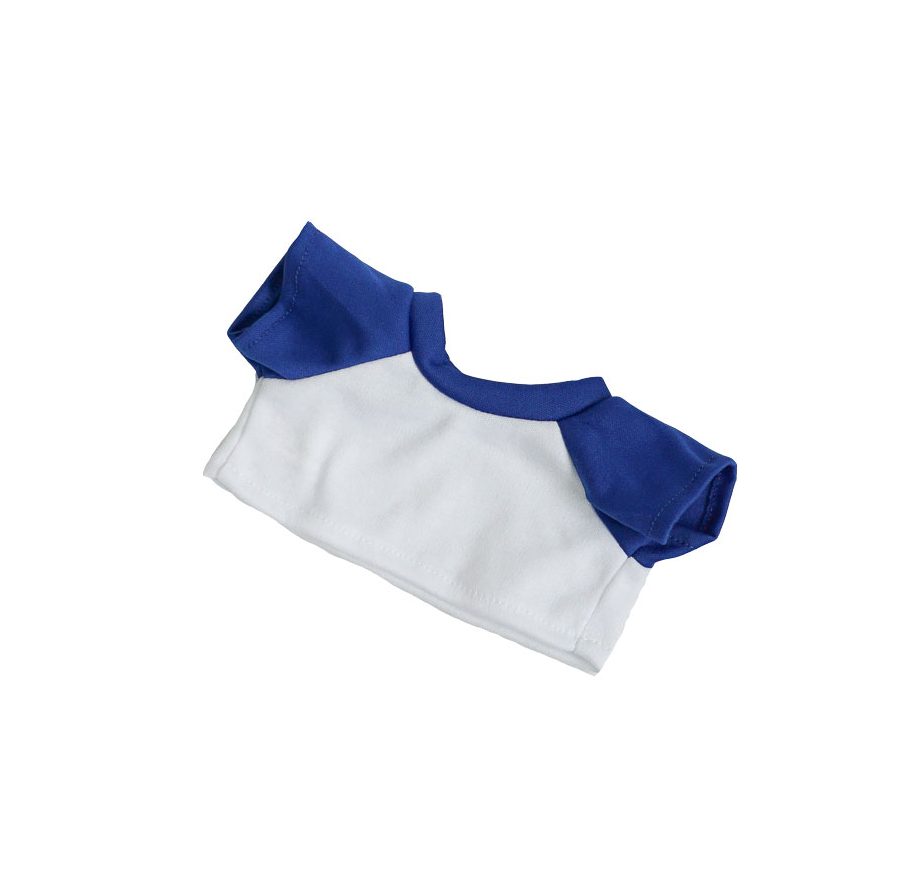 8-Inch White and Blue T-Shirts for Stuffed Animals – Trendy Plush Outfit