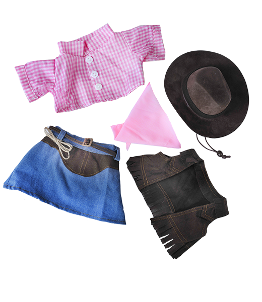 Brown Bear Plush 8 Inch with Cowgirl Outfit & Hat 16 Inch