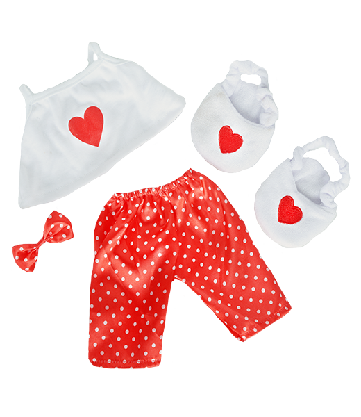 Satin Heart PJ w/Slippers 16 Inch