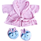 8 Inch Brown Bear Plush with Pink Bathrobe & Bunny Slippers