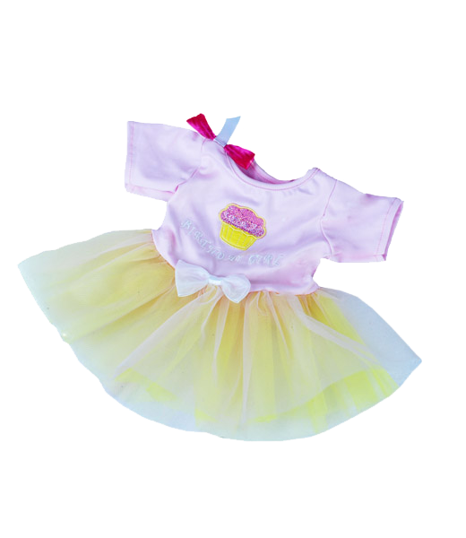 Brown Patches Bear 8 Inch Plush with Birthday Girl Party Outfit