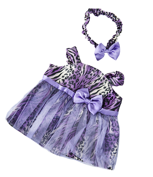 Purple Leopard Dress w/Headband 16 Inch