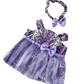 Brown Bear Plush 8 Inch with Purple Leopard Dress & Headband 16 Inch
