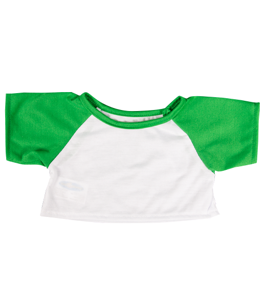 White Tee w/Green Sleeves 16 Inch