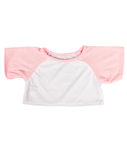 White Tee w/Light Pink Sleeves 16 Inch