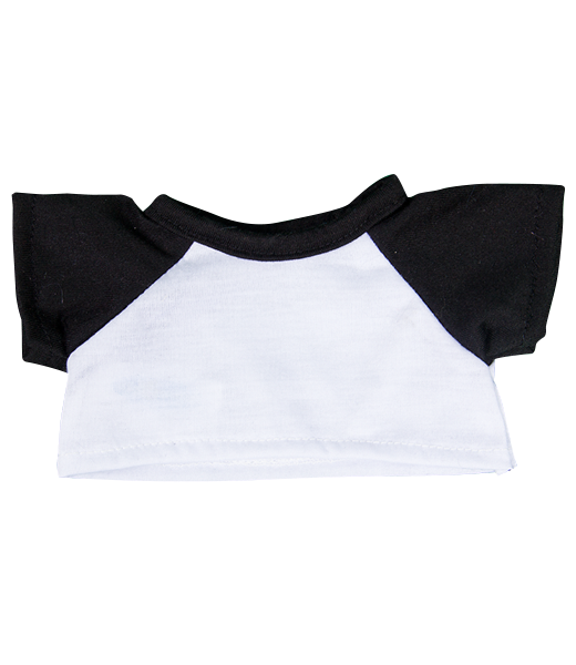 White Tee w/Black Sleeves 8 Inch