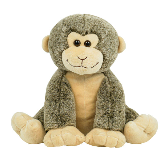 Smiley Monkey Stuffed Toy - 16 Inch Plush Monkey with Embroidered Features and Soft Fabric