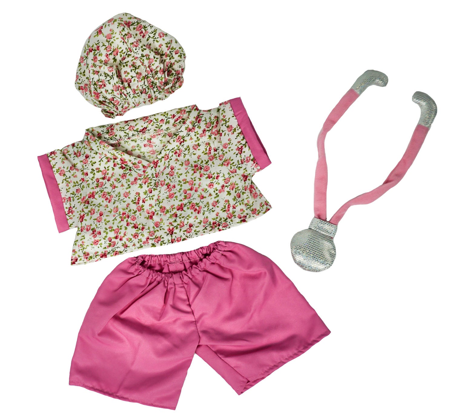 Nurse Outfit for 16-Inch Stuffed Toy – Plush Teddy Bear Doctor Costume with Floral Scrub Set & Hat