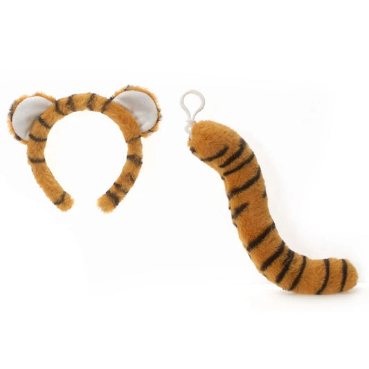Tiger Ears Headband and Tail Set – Fun Costume Accessories for Kids