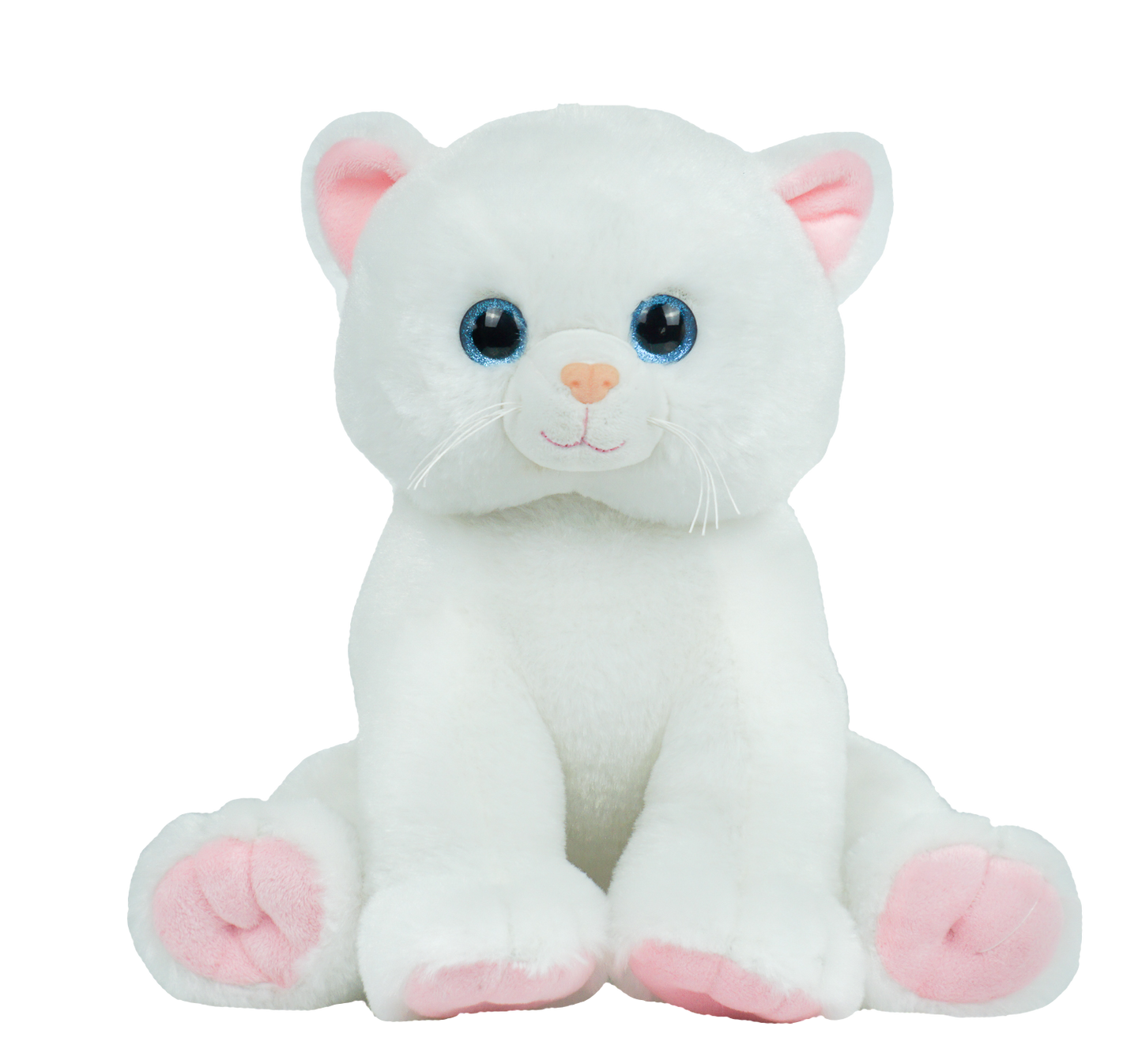 White Kitty 16-inch stuffed toy, soft and cuddly plush cat with embroidered details.
