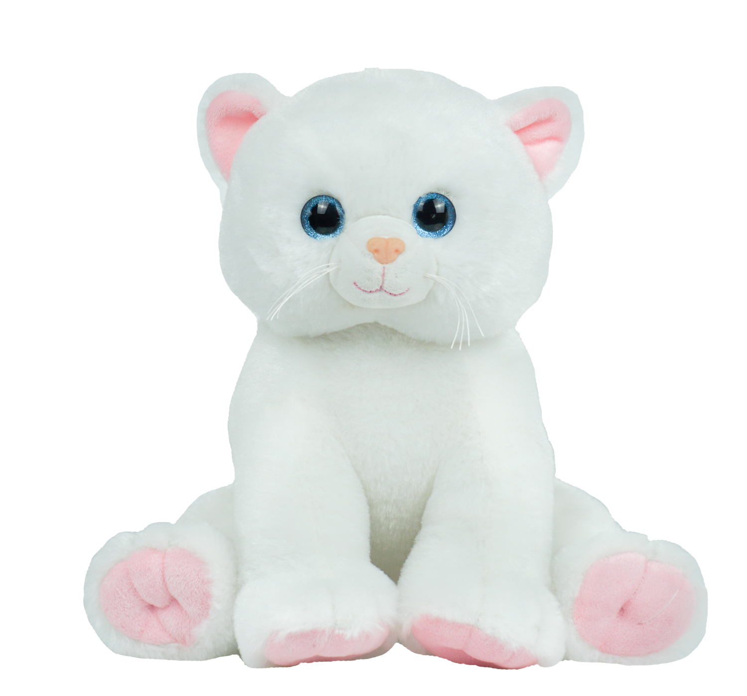 White Kitty 16-inch stuffed toy, soft and cuddly plush cat with embroidered details.
