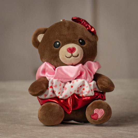 9 Inch Valentine Scrunchie Bear - Cute & Cozy Valentine's Day Gift