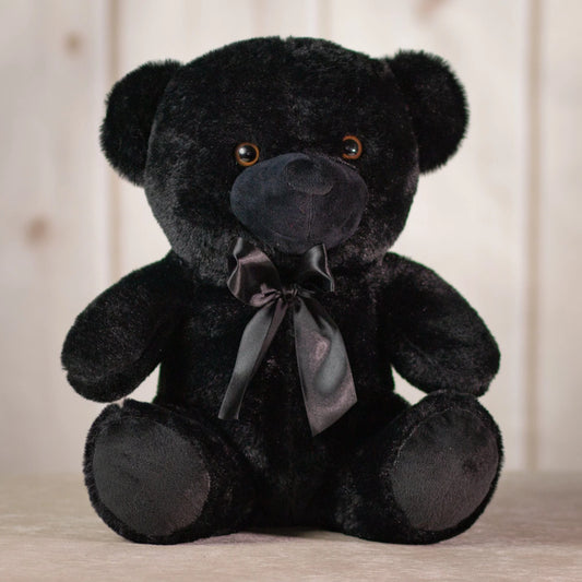 14 Inch XL Black Colorama Bear with Top Hat – Soft & Cuddly Plush