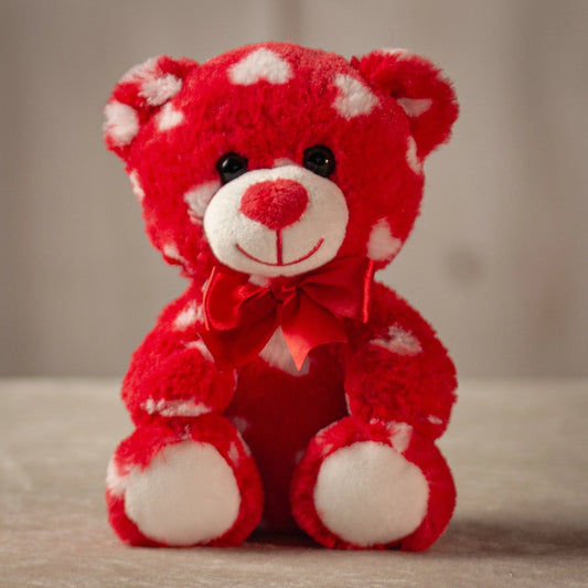 7.5 Inch Heart Print Bear - Cute Plush Toy for Gifting