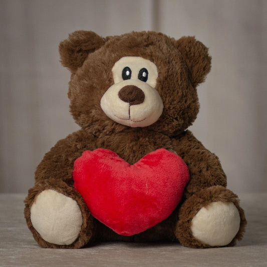 9.5 Inch Simple Brown Love Bear - Cute Plush Toy