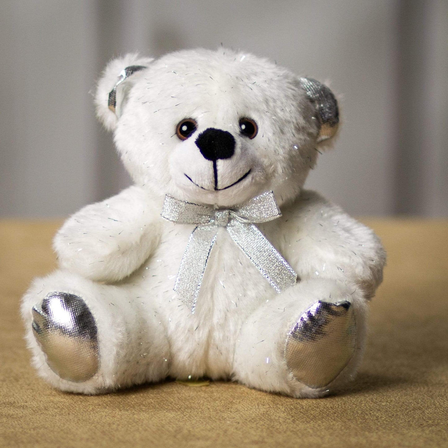 6 Inch Silver Shimmer Teddy Bear – Soft Plush Gift for Any Occasion