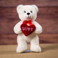 10 Inch White Bear with Love Heart - Cute & Cozy Gift