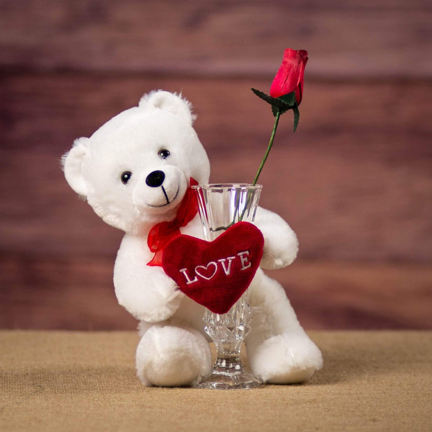 10 Inch White Bear with Love Heart - Cute & Cozy Gift