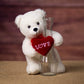 10 Inch White Bear with Love Heart - Cute & Cozy Gift