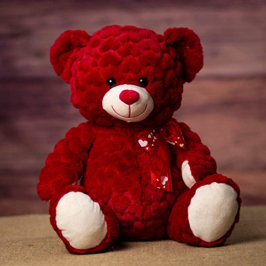 13 Inch Red Heart Fur Bear - Soft & Cuddly Plush Toy